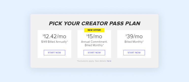 CreativeLive Creator Pass pricing