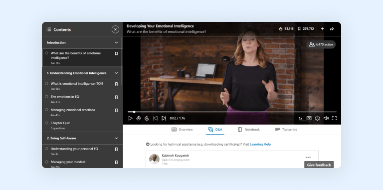 LinkedIn Learning course interface