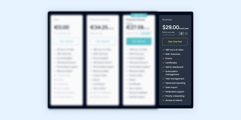 365 Data Science pricing for business