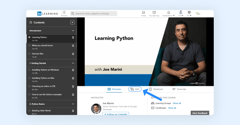 LinkedIn Learning course Q&A