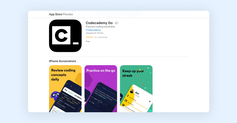 Codecademy Go app