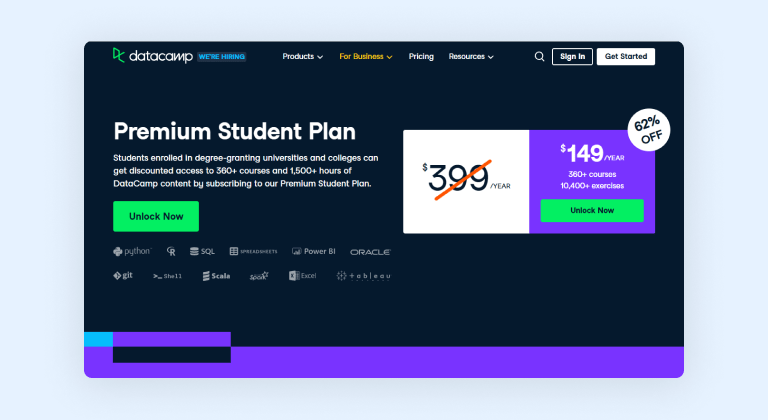 DataCamp student plan