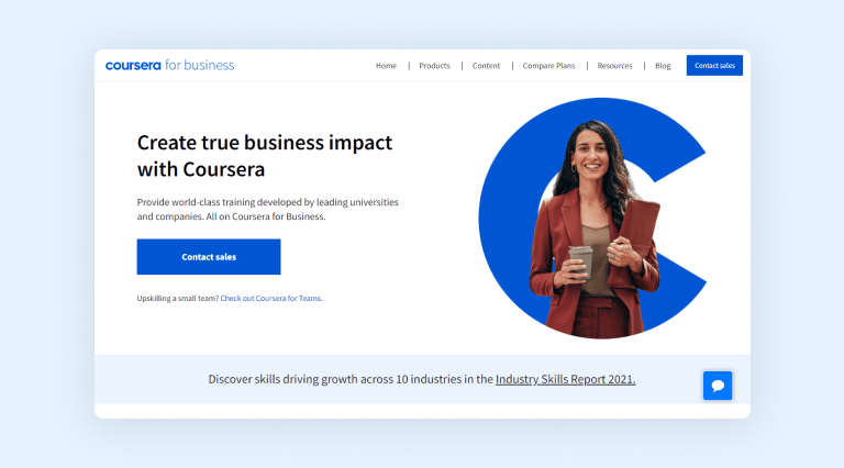 Coursera for business homepage