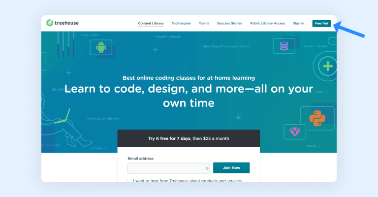 Create a Treehouse account - Step 1 Create a Treehouse account - Step 1