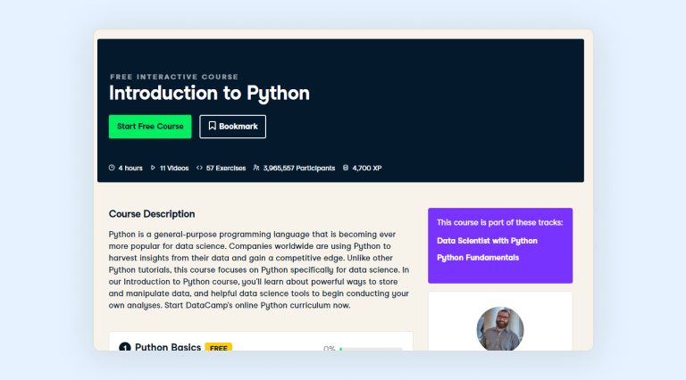 DataCamp introduction to Python course DataCamp introduction to Python course